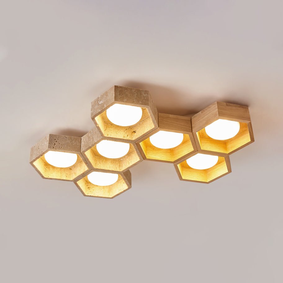 Honeycomb Travertine Ceiling Lamp