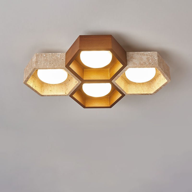Honeycomb Travertine Ceiling Lamp