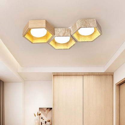 Honeycomb Travertine Ceiling Lamp