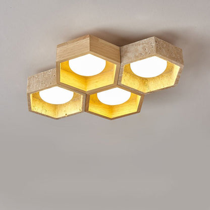 Honeycomb Travertine Ceiling Lamp