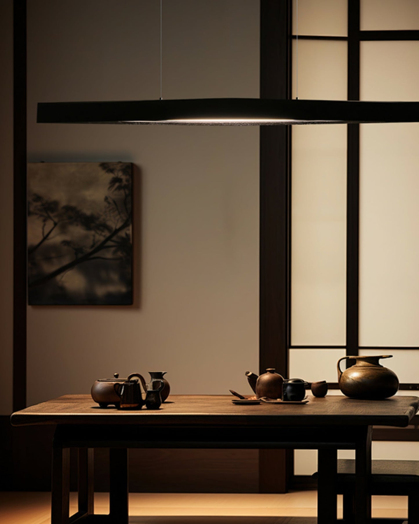 Horizon Linear Wood Droplight Pendant Lamp