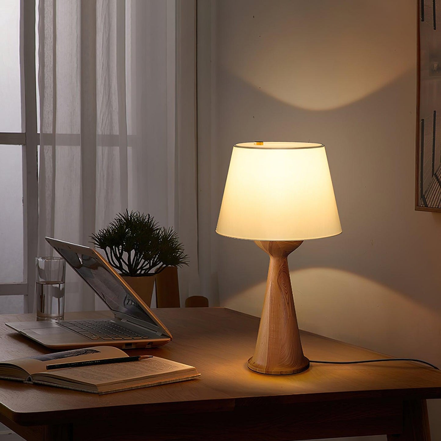 Hourglass Wood Accent lamp Table Lamp