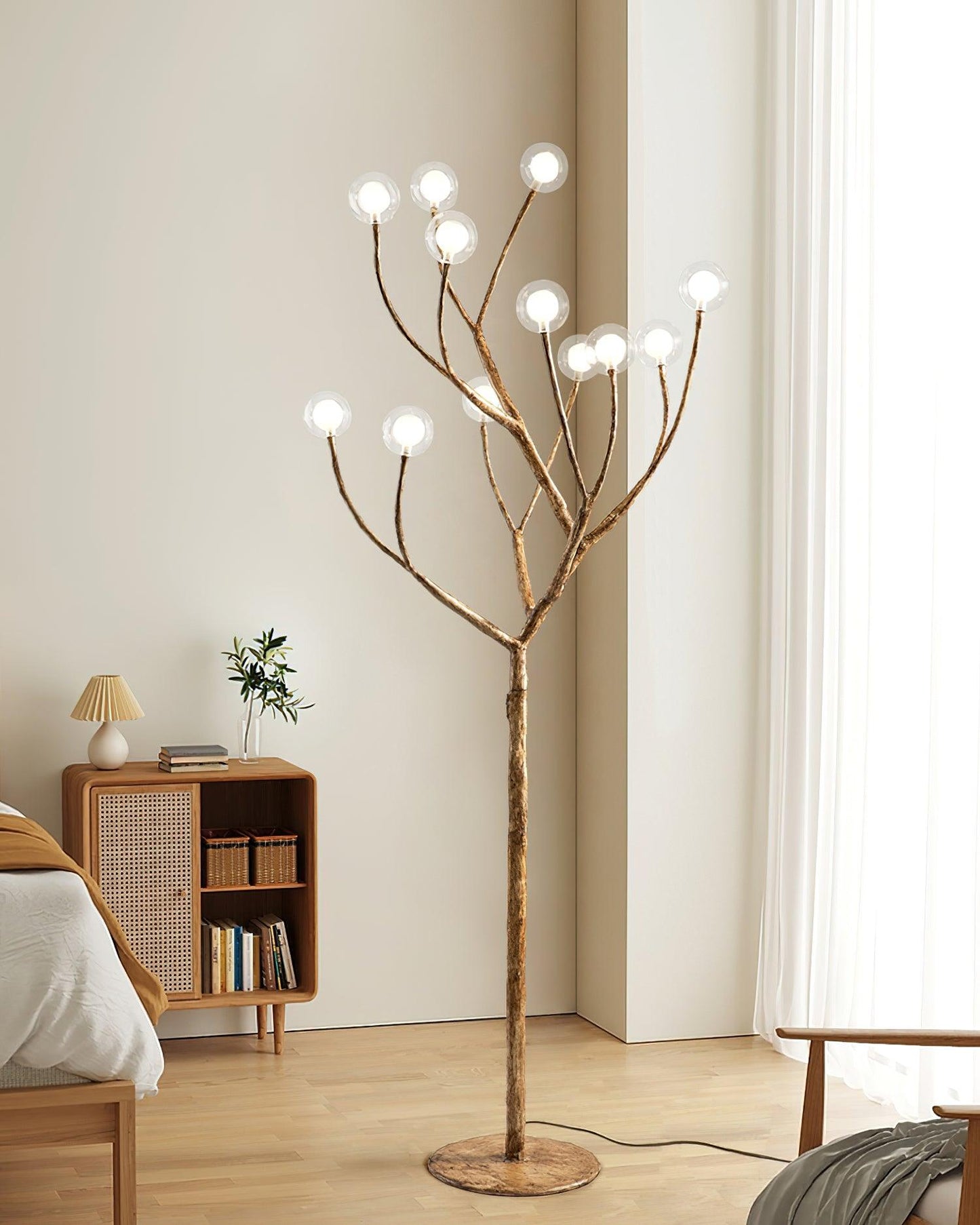 Imitation Wood Tall Lamp Floor Lamp