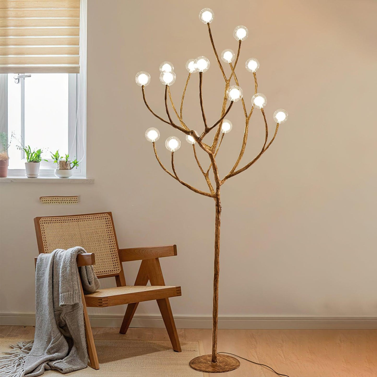 Imitation Wood Tall Lamp Floor Lamp