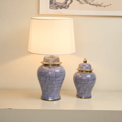 Indigo Dot Patterned Ceramic Table Lamp
