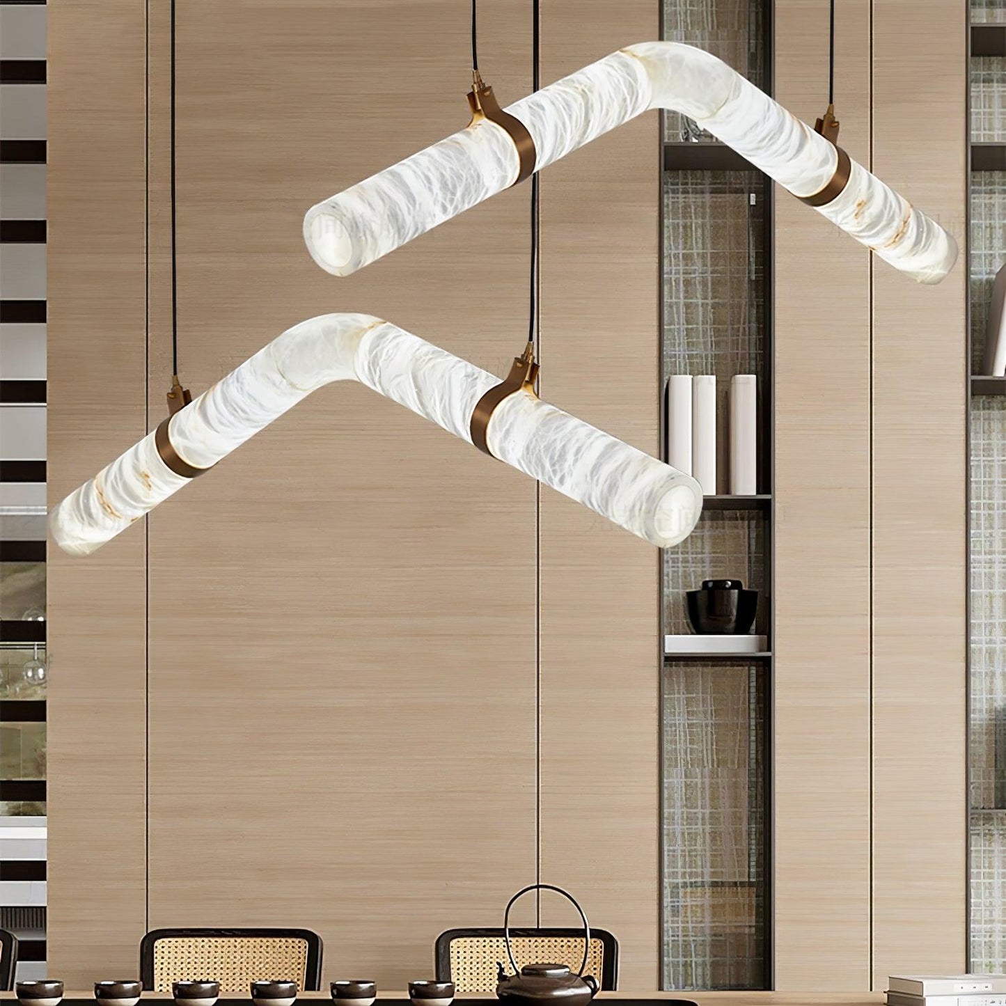 Streamlined Alabaster Pendant Lamp