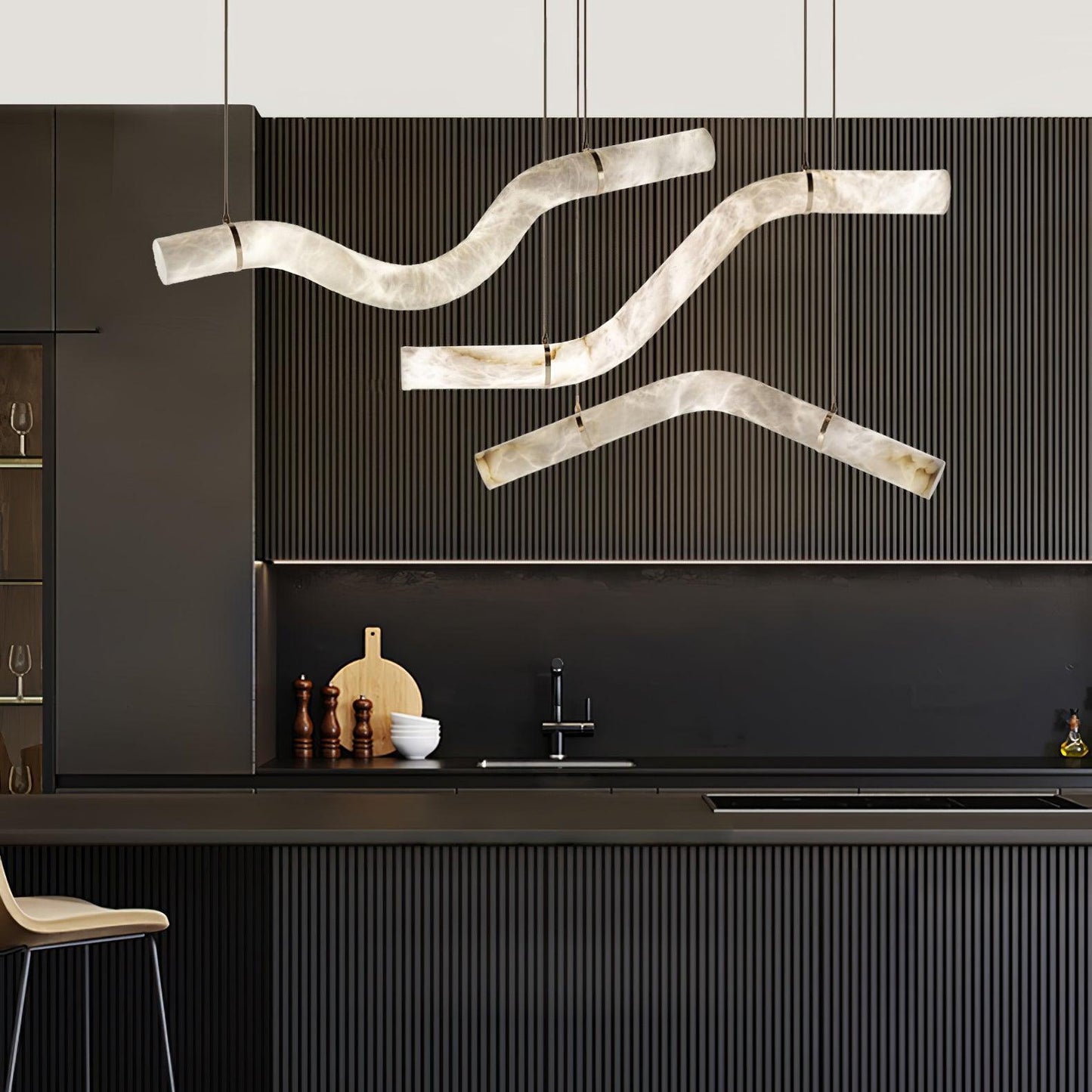 Streamlined Alabaster Pendant Lamp