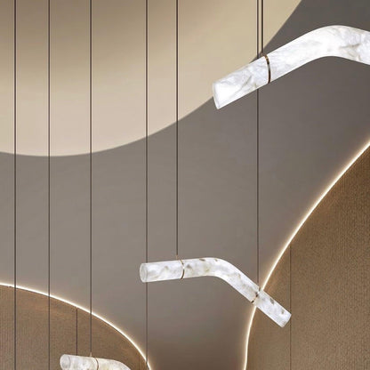 Streamlined Alabaster Pendant Lamp