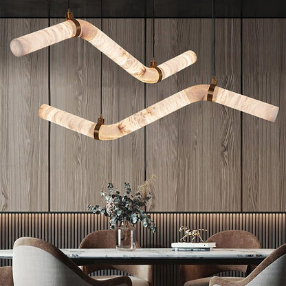 Streamlined Alabaster Pendant Lamp