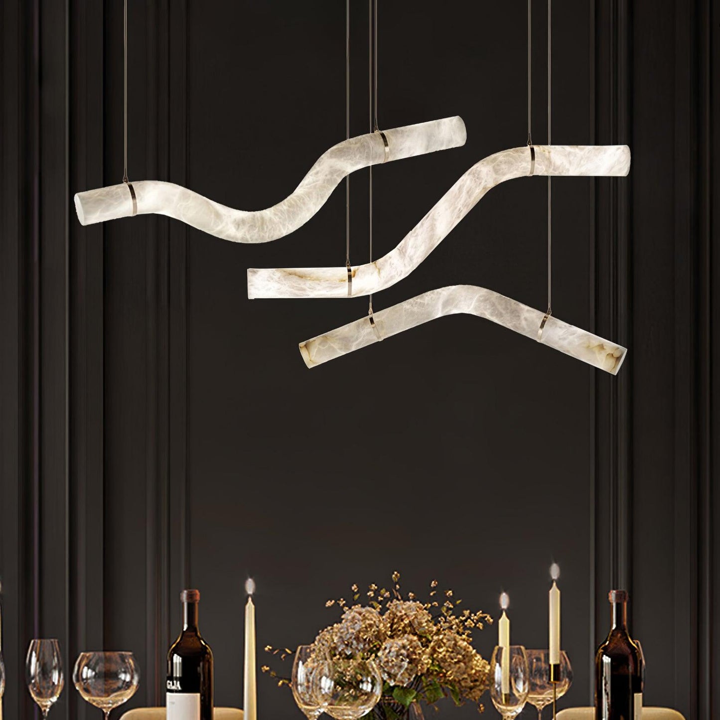 Streamlined Alabaster Pendant Lamp
