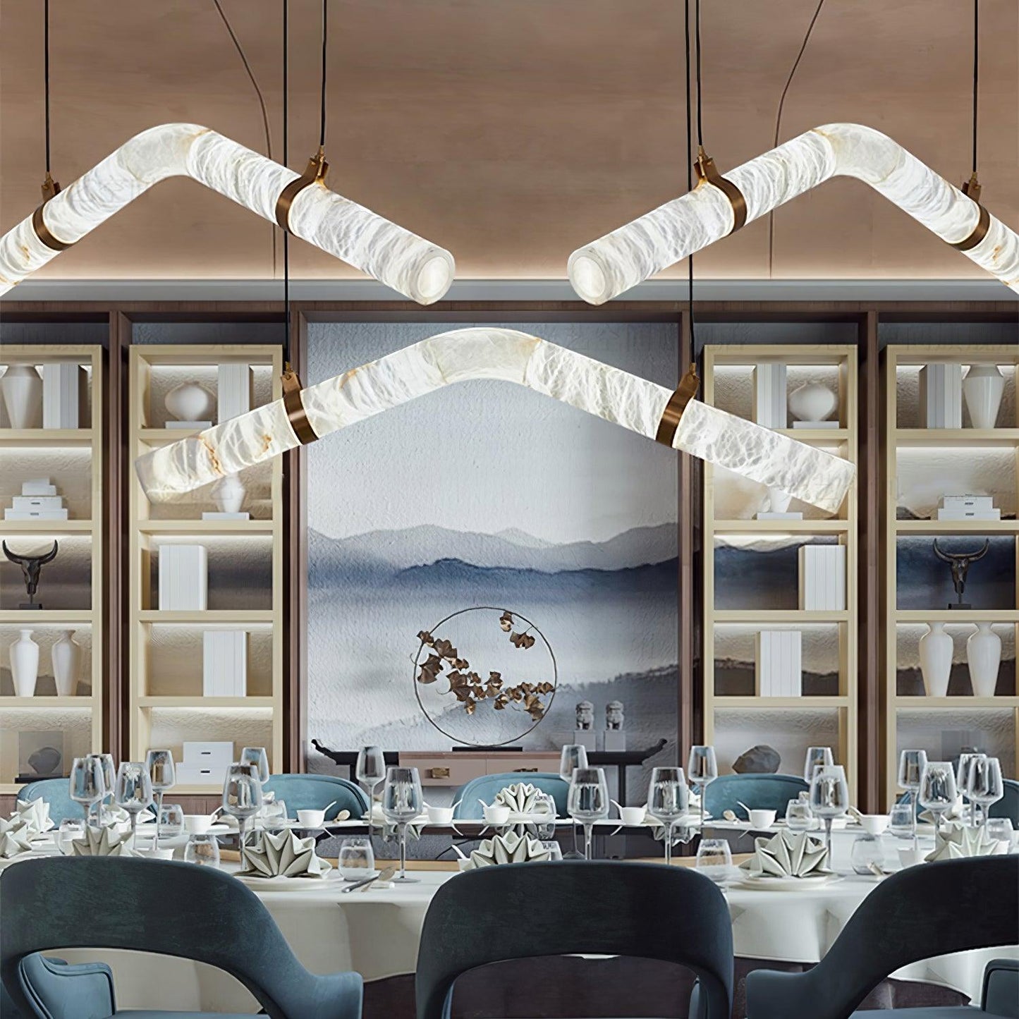Streamlined Alabaster Pendant Lamp