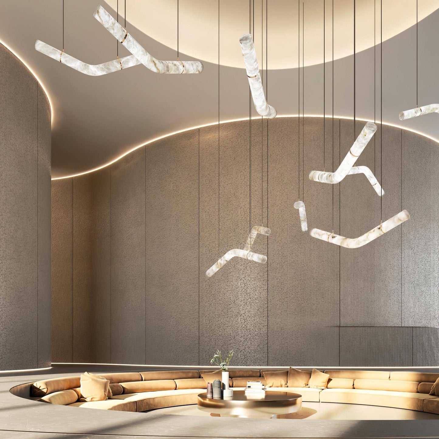 Streamlined Alabaster Pendant Lamp
