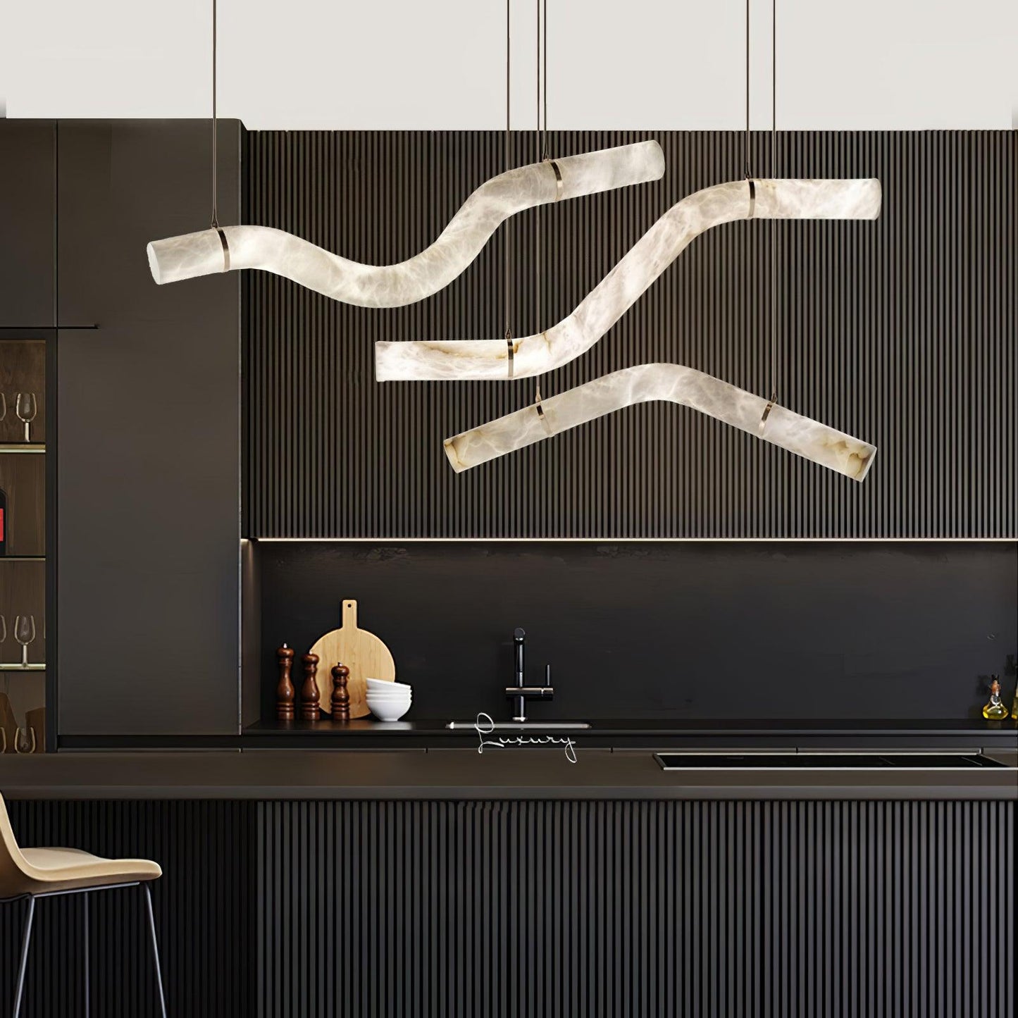 Streamlined Alabaster Pendant Lamp
