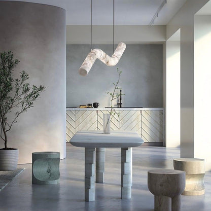 Streamlined Alabaster Pendant Lamp