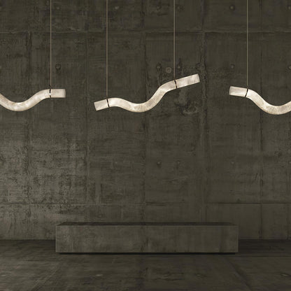 Streamlined Alabaster Pendant Lamp