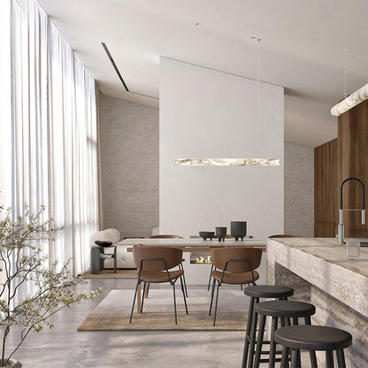 Streamlined Alabaster Pendant Lamp