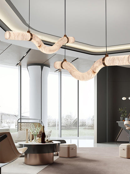 Streamlined Alabaster Pendant Lamp