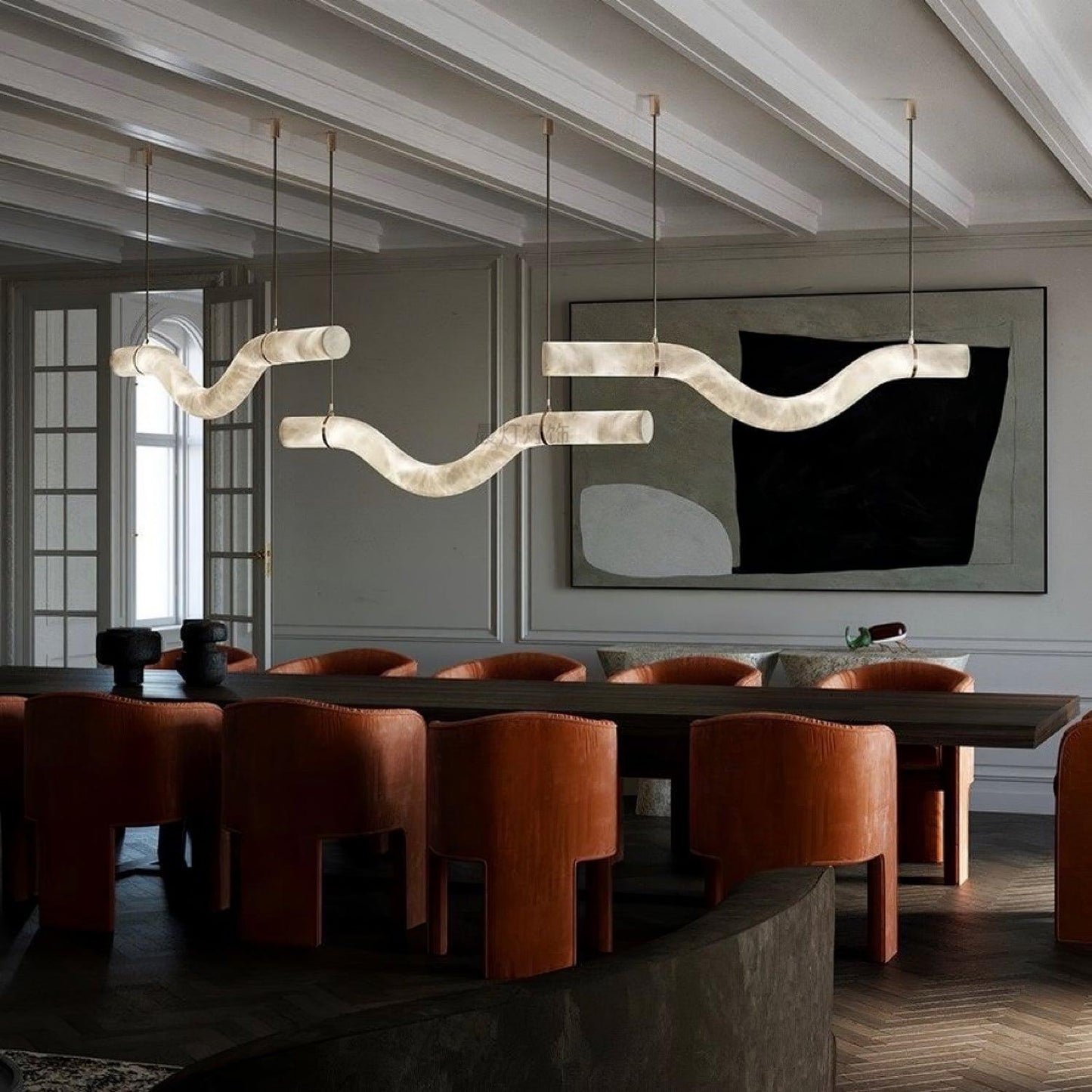 Streamlined Alabaster Pendant Lamp