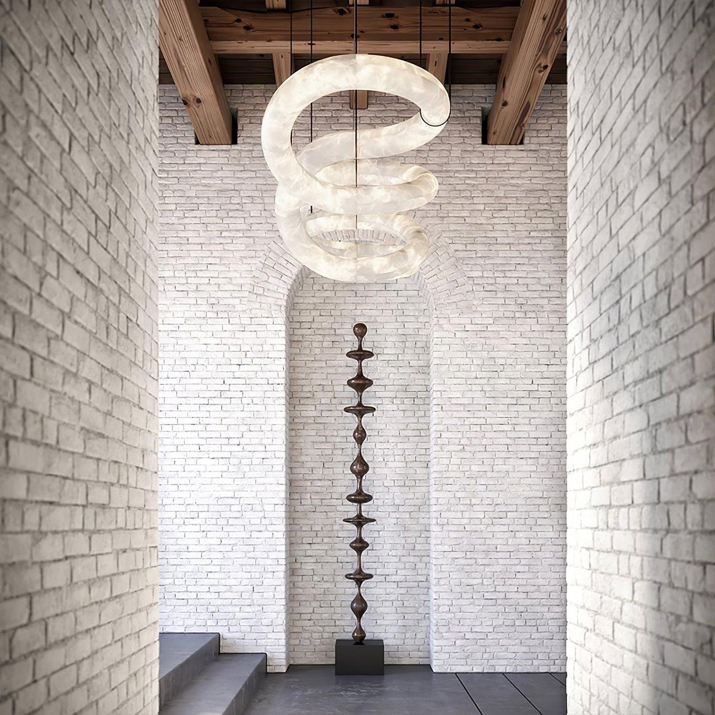 Streamlined Alabaster Pendant Lamp