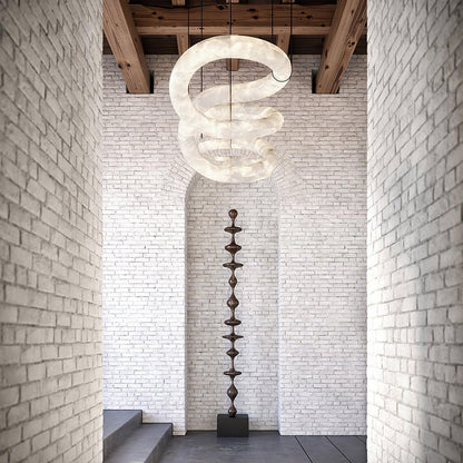 Streamlined Alabaster Pendant Lamp