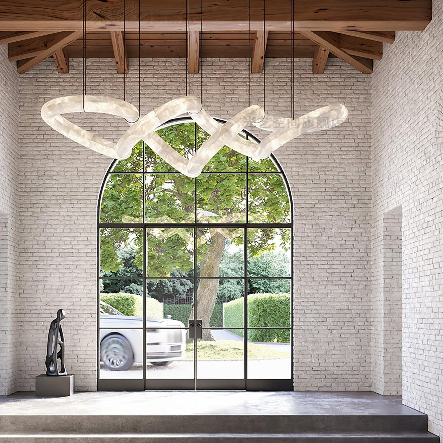 Streamlined Alabaster Pendant Lamp