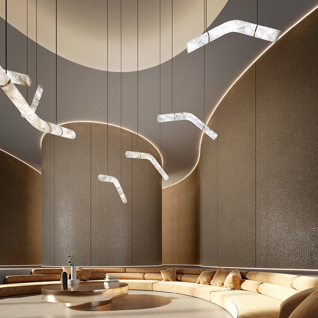 Streamlined Alabaster Pendant Lamp