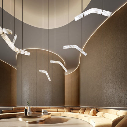 Streamlined Alabaster Pendant Lamp