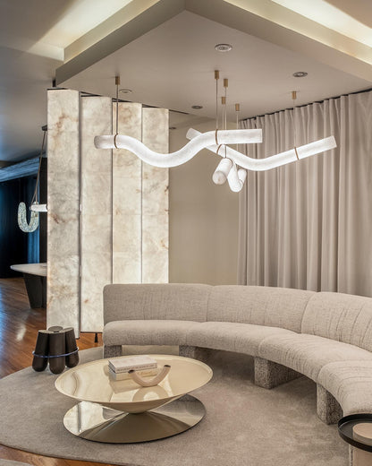 Streamlined Alabaster Pendant Lamp