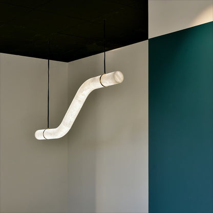 Streamlined Alabaster Pendant Lamp