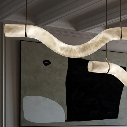 Streamlined Alabaster Pendant Lamp