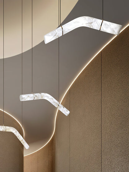 Streamlined Alabaster Pendant Lamp