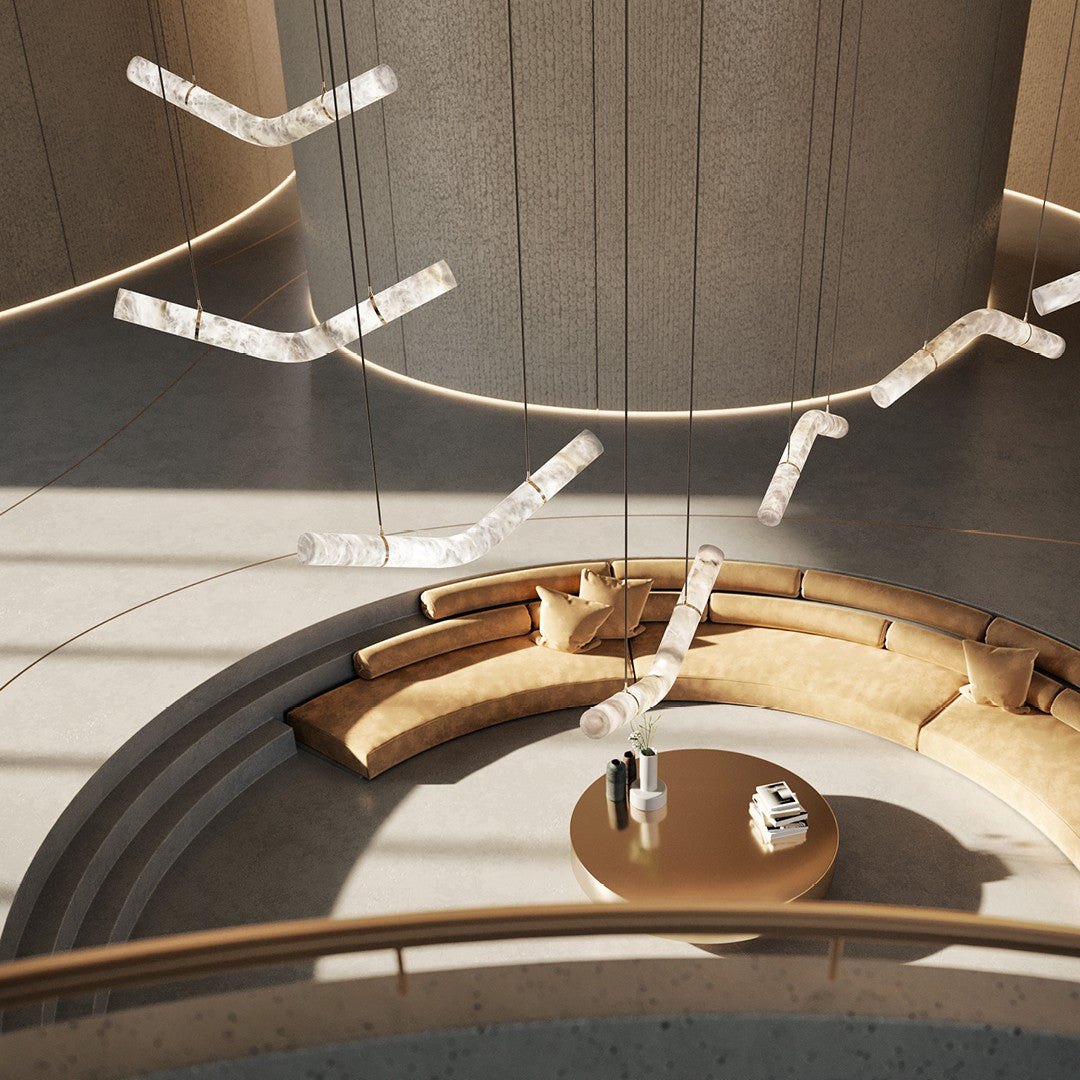 Streamlined Alabaster Pendant Lamp