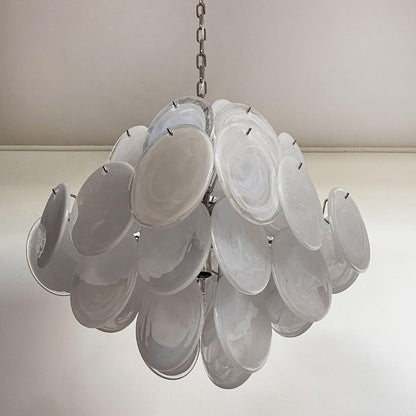 Isadora Murano White Disc Ceiling fixture Chandelier