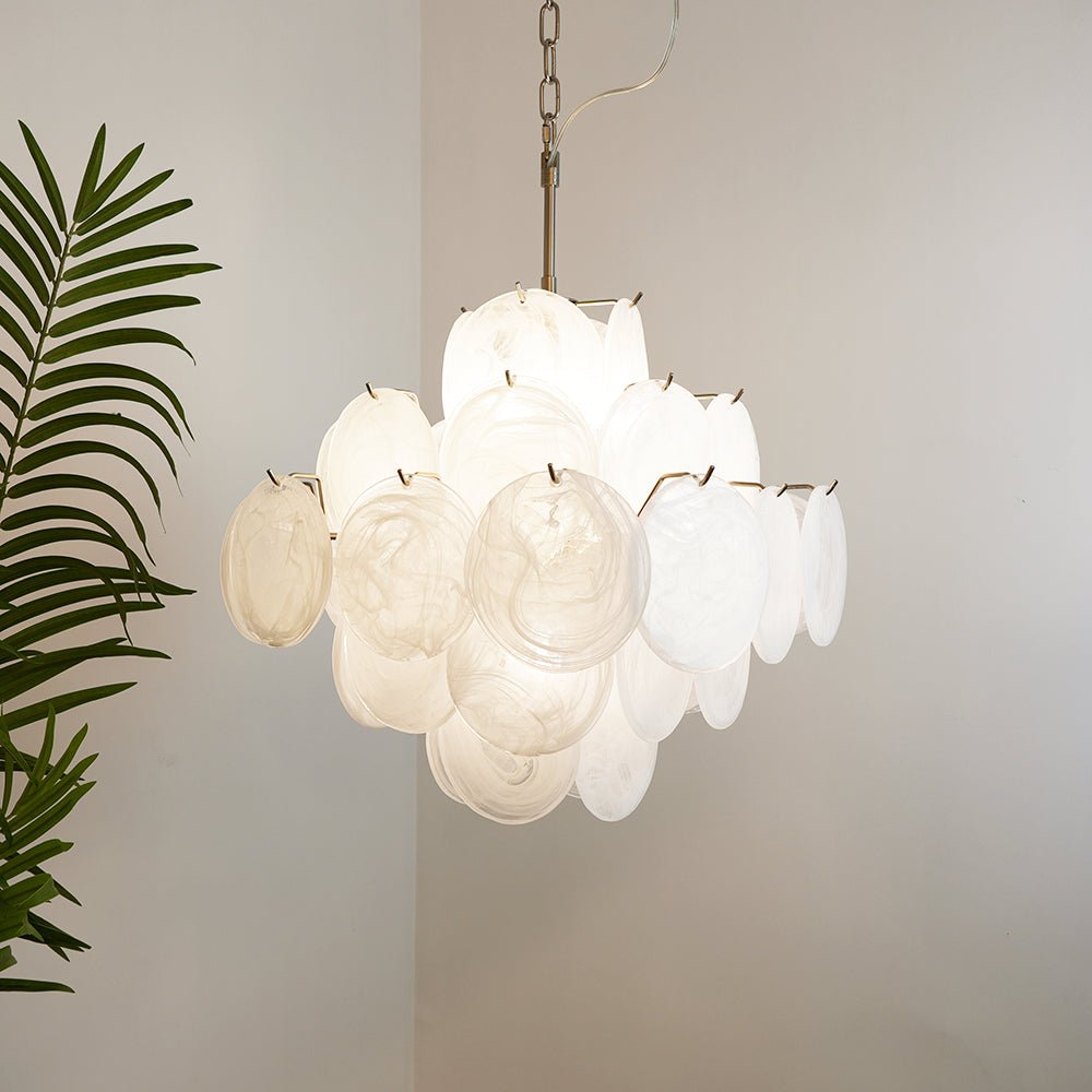 Isadora Murano White Disc Ceiling fixture Chandelier