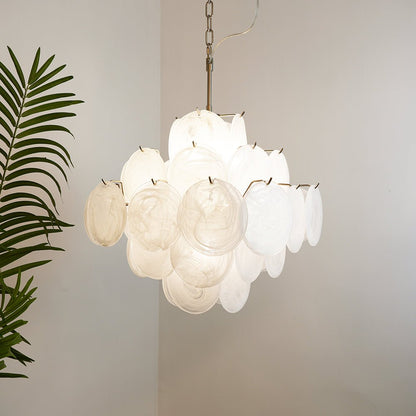 Isadora Murano White Disc Ceiling fixture Chandelier