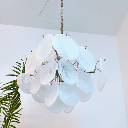 Isadora Murano White Disc Ceiling fixture Chandelier