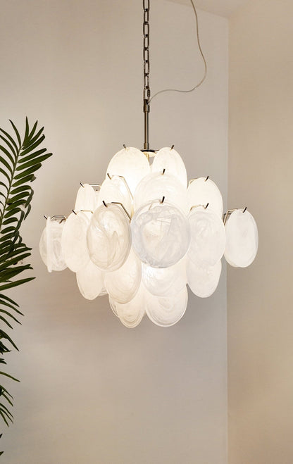Isadora Murano White Disc Ceiling fixture Chandelier
