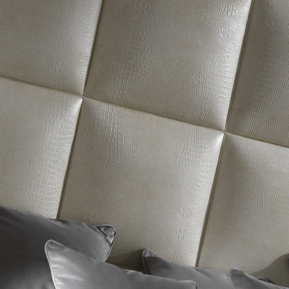 Italian Embossed Pattern Leather Designer Bed