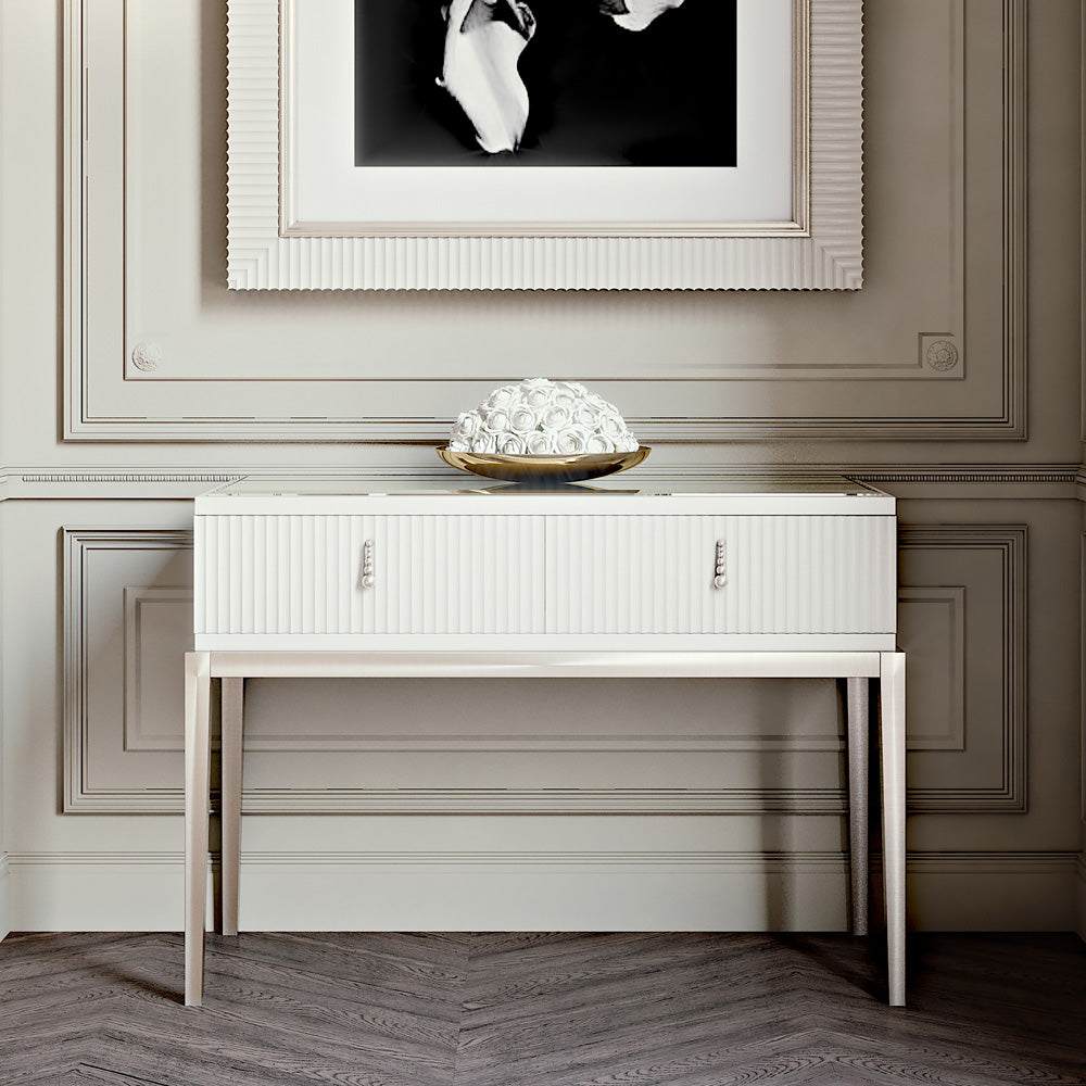 Italian Art Deco Inspired Mirrored Topped Console