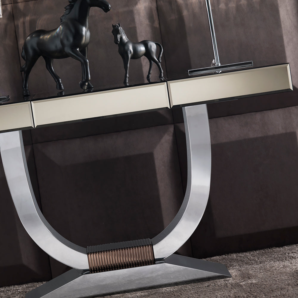 Italian Bronze Mirrored Glass Console