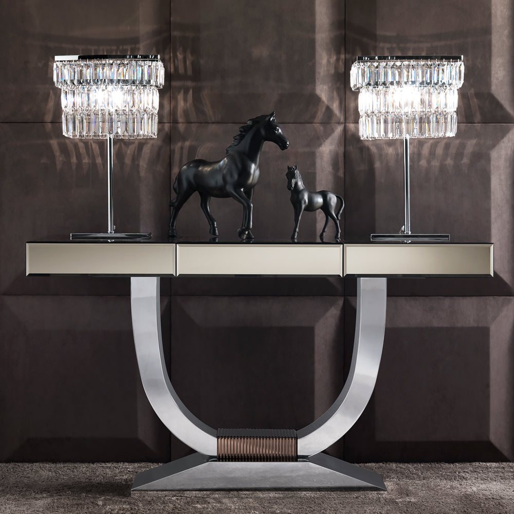 Italian Bronze Mirrored Glass Console