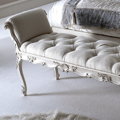 Italian Button Upholstered Bench with Armrests