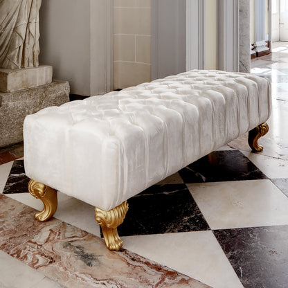 Italian Button Upholstered High End Velvet Bench