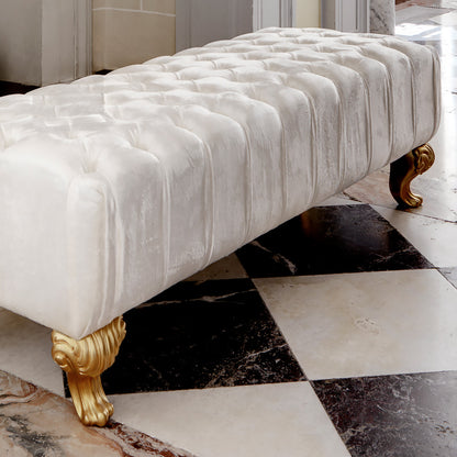 Italian Button Upholstered High End Velvet Bench