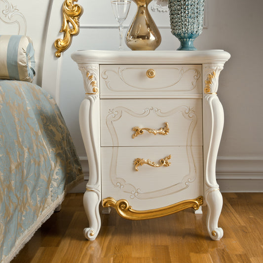 Italian Carved Gold Leaf Bedside Cabinet