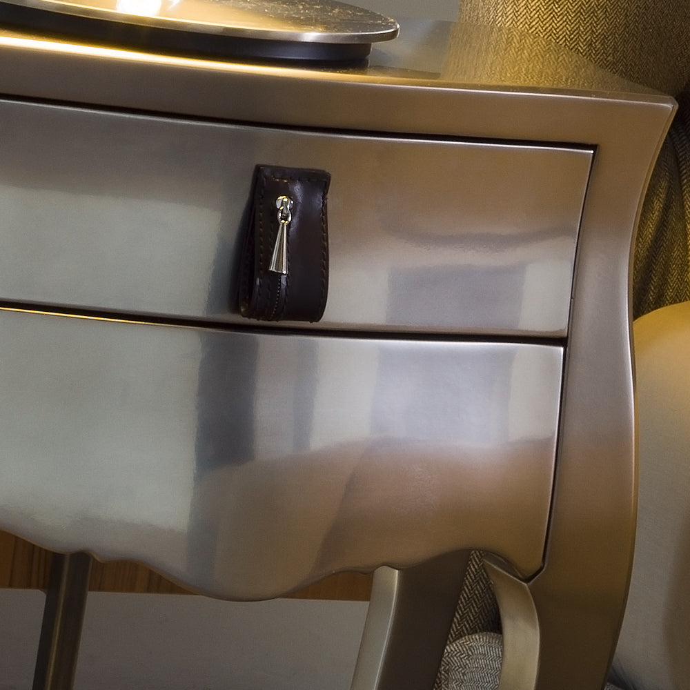 Italian Champagne Metallic Bedside Table