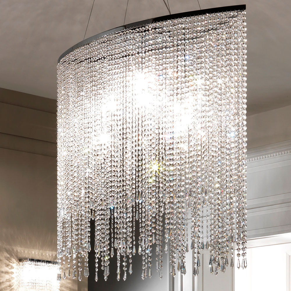 Italian Contemporary Cut Crystal Pendant Droplet Chandelier