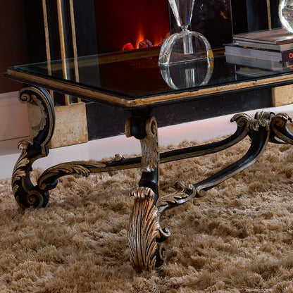 Italian Designer Reproduction Baroque Glass Coffee Table