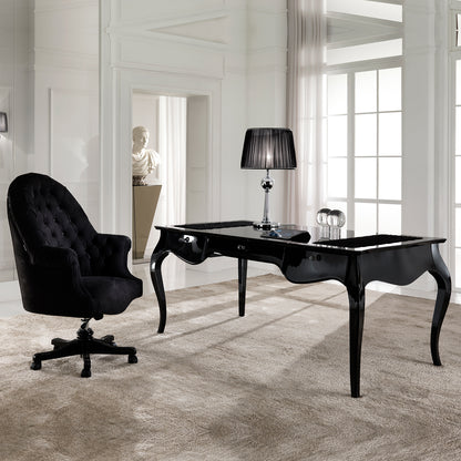 Italian Style Designer Black Lacquered Writing Table