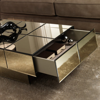 Italian Designer Bronze Glass Storage Coffee Table